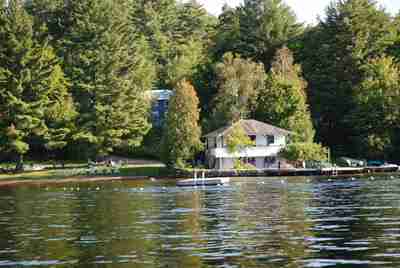 Clyffe House waterfront; raft, swimming area, beach and main dock